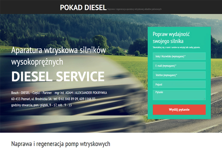 Firmowa strona internetowa typu Landing Page - Pokad Diesel - Poznań