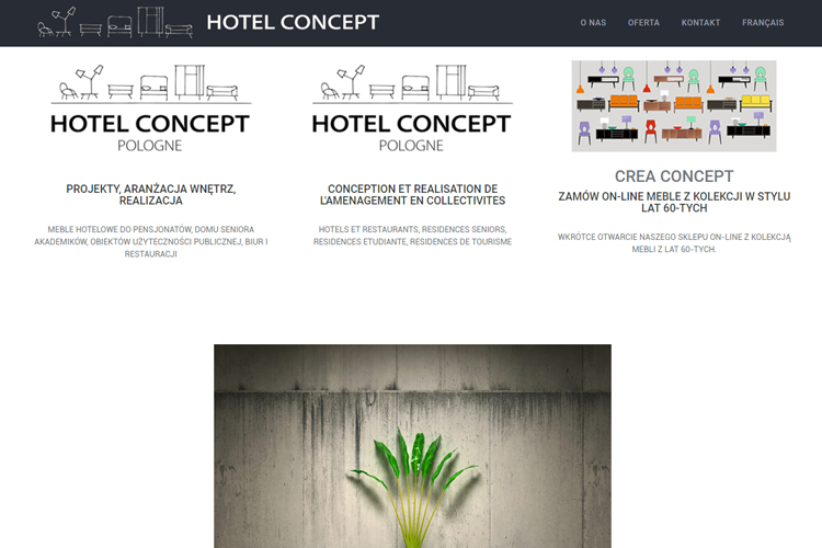 Firmowa strona internetowa zbudowana we frameworku Bootstrap - Hotel Concept