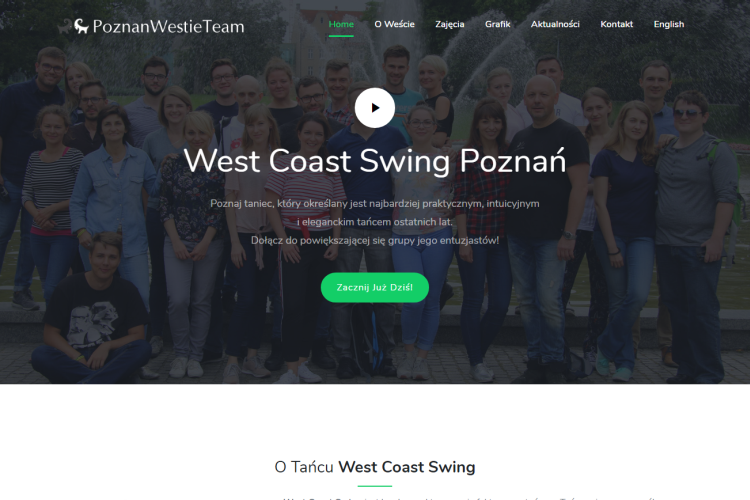 Firmowa strona internetowa zbudowana we frameworku Bootstrap - West GOATS Swing